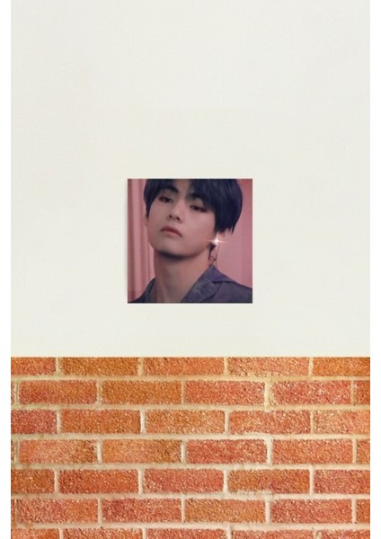 Bts Taehyung V Estetik Mavi Saç Tablo Ahşap Poster Dekoratif KOD1005