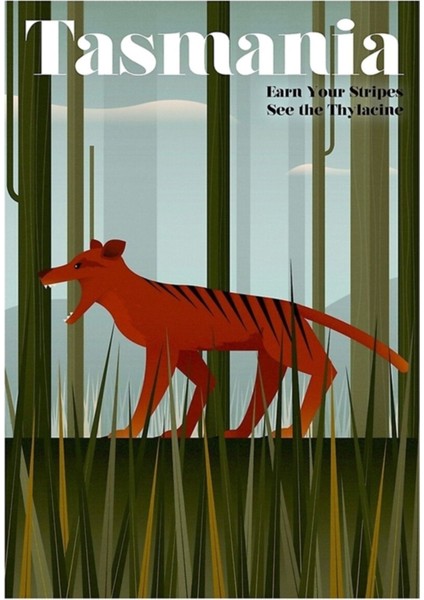 Tasmanya; Vintage Seyahat ve Turizm Reklam Baskısı Tablo Ahşap Poster Dekoratif