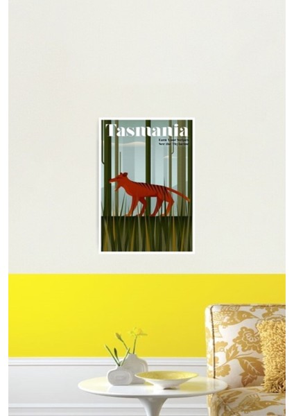 Tasmanya; Vintage Seyahat ve Turizm Reklam Baskısı Tablo Ahşap Poster Dekoratif fiyatları
