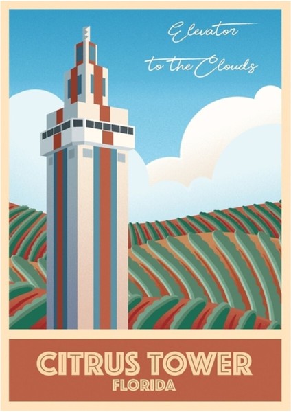 Narenciye Kulesi Retro Poster Tablo Ahşap Poster