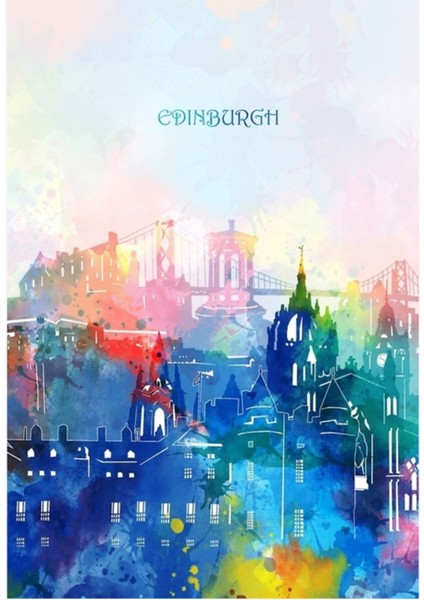 Edinburgh Silüeti Tablo Ahşap Poster Dekoratif