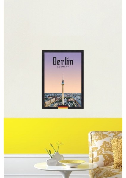 Seyahat Posteri - Tv Kulesi, Berlin, Almanya Tablo Ahşap Poster Dekoratif