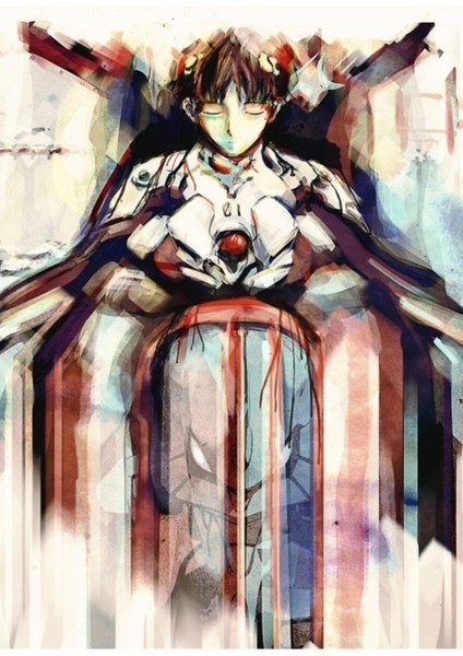 Shinji Evangelion Anime Tra Dijital Resim Tablo Ahşap Poster Dekoratif