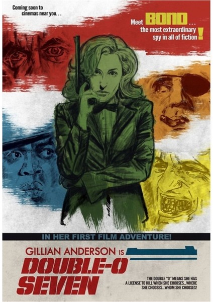 Gillian Anderson, Double-O Seven Tablo Ahşap Poster Dekoratif