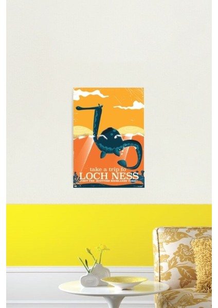 Poster Tablo Ahşap Poster Dekoratif Loch Ness Iskoçya Yaylaları Eski Canavar fiyatları