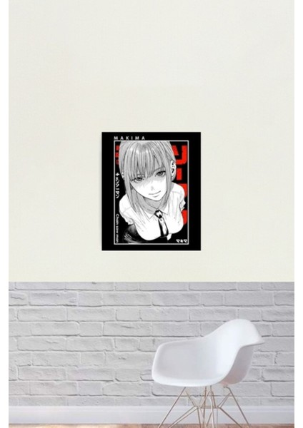 Makima Red - Testere Adam Tablo Ahşap Poster Dekoratif