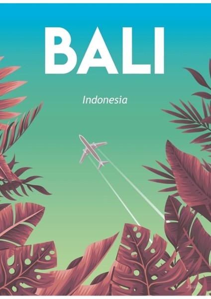 Bali Seyahat Afiş Uçuş Endonezya Tablo Ahşap Poster Dekoratif