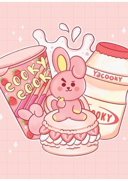 Cooky Jungkook Bts BT21 Fanart Baskı Tablo Ahşap Poster Dekoratif KOD601