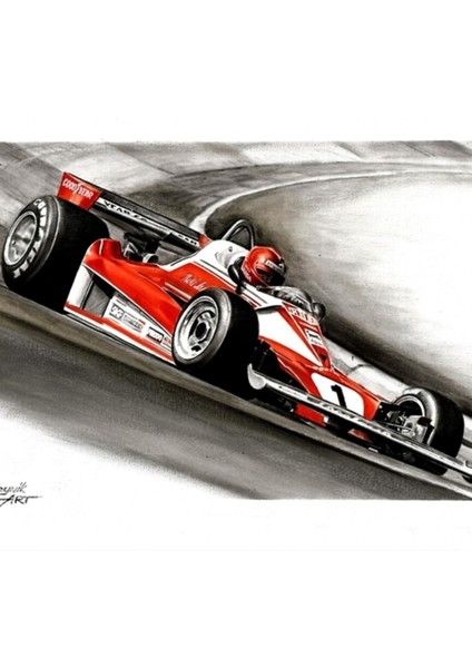 Niki Lauda. Ferrari 312T2. Nürburgring 1976 Tablo Ahşap Poster Dekoratif