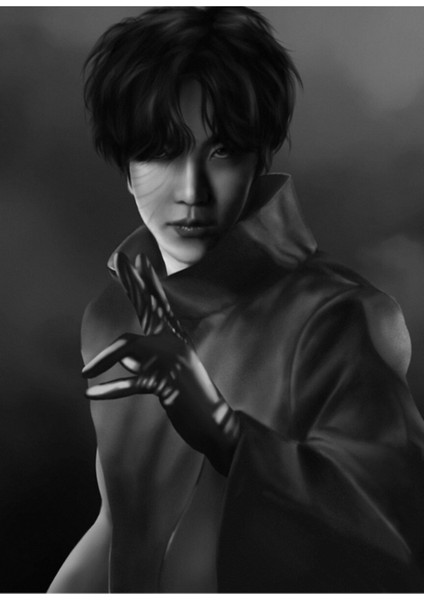 J-Hope Siyah Beyaz Versiyon Tablo Ahşap Poster Dekoratif KOD1406