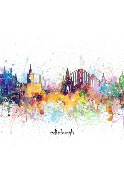 Edinburgh Silüeti Tablo Ahşap Poster Dekoratif
