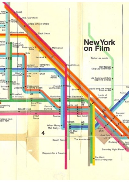 New York Metro Film Haritası Tablo Ahşap Poster Dekoratif