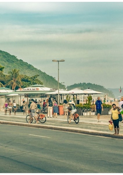 Copacabana Kaldırım Rio De Janeiro Brezilya Tablo Ahşap Poster Dekoratif