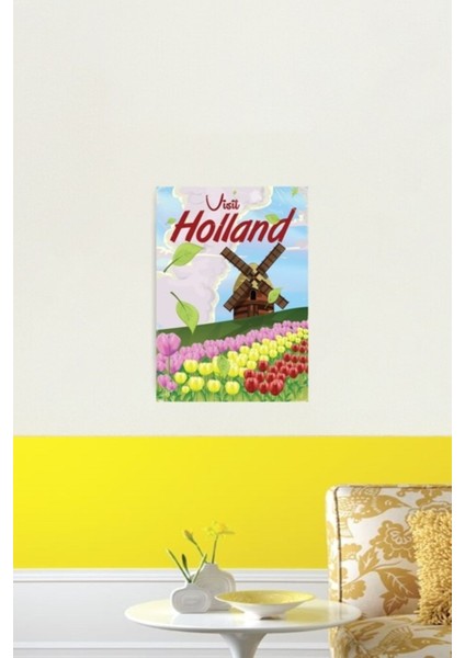 Hollanda Seyahat Afişi Tablo Ahşap Poster Dekoratif