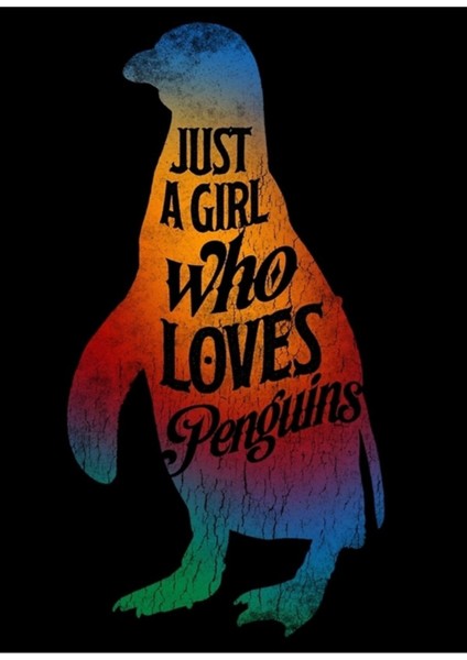 Penguenleri Seven Kız, Sevimli Penguen Tablo Ahşap Poster Dekoratif