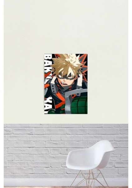 Boku No Hero Academia Bakugou Katsuki Tablo Ahşap Poster Dekoratif
