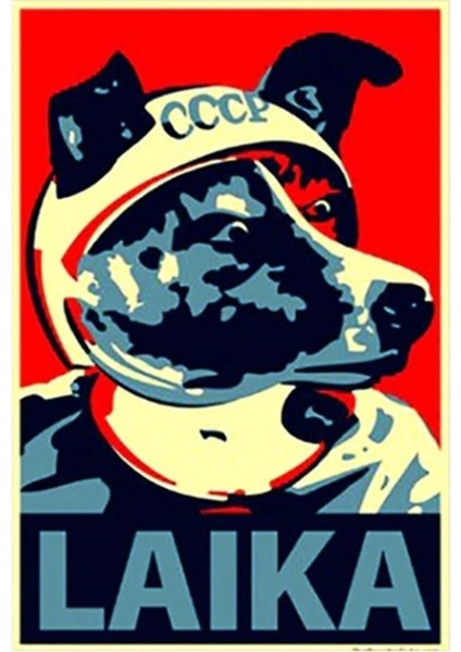 Laika, Uzay Yolcusu Cccp Tablo Ahşap Poster Dekoratif