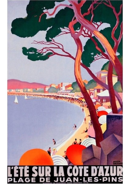 Fransız L'ete Sur La Cote D'azur Seyahat 1930 Tablo Ahşap Poster Dekoratif