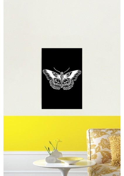 Beyaz Kelebek Dövmesi Tablo Ahşap Poster Dekoratif fiyatları