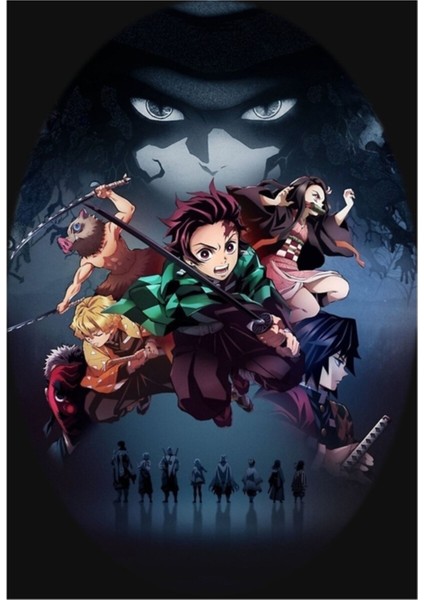 Kimetsu No Yaiba Demon Slayer Tablo Ahşap Poster Dekoratif