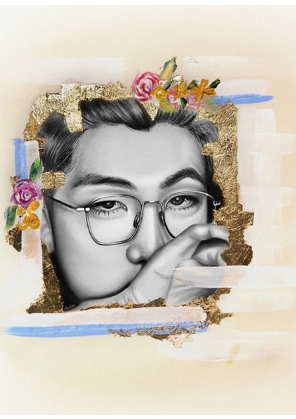 Kim Namjoon Resim Tablo Ahşap Poster Dekoratif KOD3239