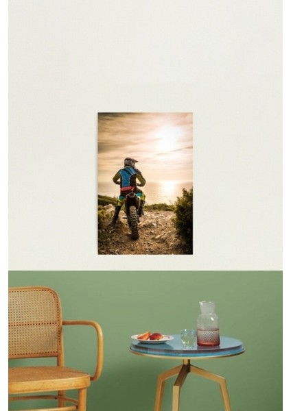 Enduro Bisiklet Sürücüsü Tablo Ahşap Poster Dekoratif