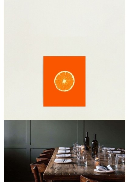 Turuncu Yarım Meyve Grafik Sanat Tasarımı Tablo Ahşap Poster Dekoratif