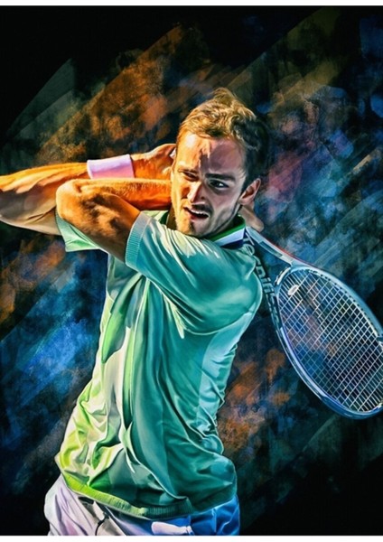 Daniil Medvedev, Avustralya Açık 2022'DE Oynuyor. Tablo Ahşap Poster Dekoratif