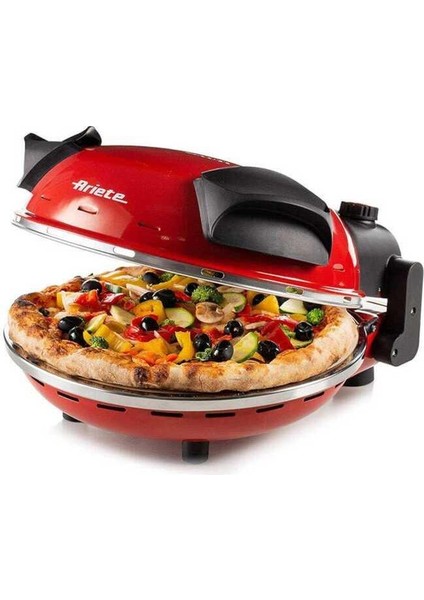 909 Pizza Fırını, 400 Derece, 4 Dakikada Pizza Pişir, 33 cm Çap Refrakter Taş Plaka, 1200 Watt