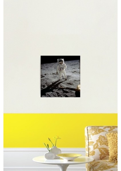 Ay'daki Ikonik Adam Apollo 11 Tablo Ahşap Poster Dekoratif