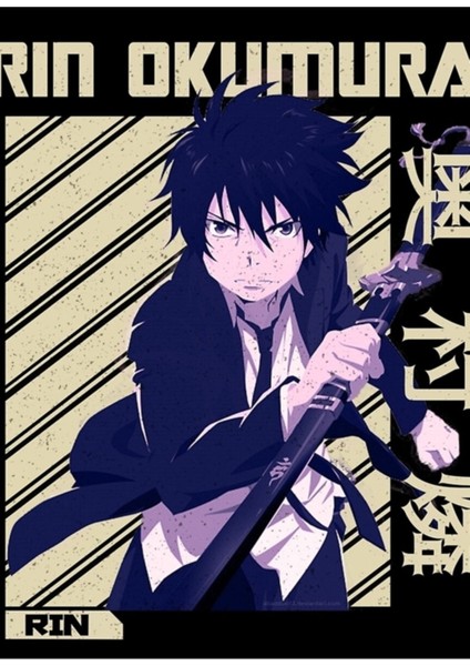 Rin Okumura - Blue Exorcist Anime Manga Tablo Ahşap Poster Dekoratif