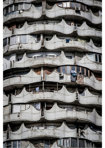 Brutalist Mimari: Kişinev'deki Romanita Kulesi, Moldova Tablo Ahşap Poster Dekoratif