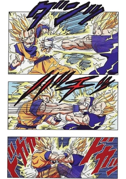 Goku Vs Majin Vegeta Manga Sayfa Tablo Ahşap Poster Dekoratif