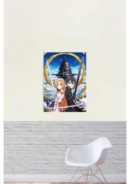 Sword Art Online - Kirito Asuna Tablo Ahşap Poster Dekoratif