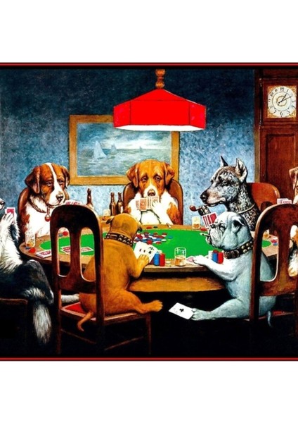 Poker Oynayan Köpekler: Vintage cm Coolidge Baskı Tablo Ahşap Poster Dekoratif