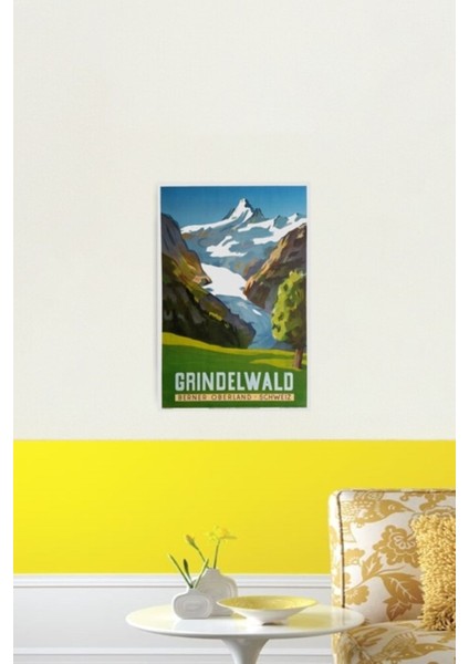 Grindelwald, Isviçre, Kayak Poster Tablo Ahşap Poster Dekoratif