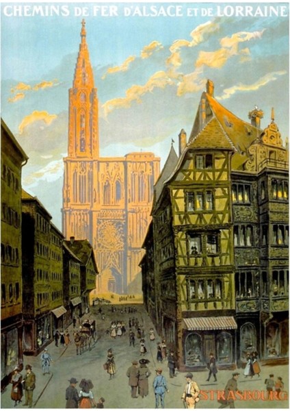 Strasbourg Fransa Seyahat Poster 1930 Tablo Ahşap Poster Dekoratif