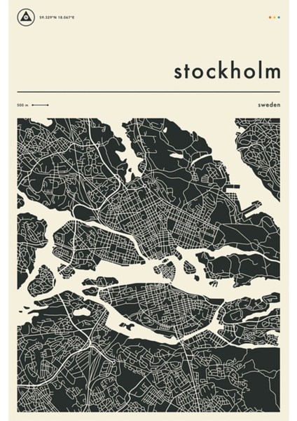 Stockholm Haritası Tablo Ahşap Poster Dekoratif