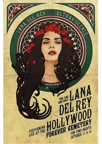 Hollywood Turu Lana Del Ray Poster Tablo Ahşap Poster Dekoratif