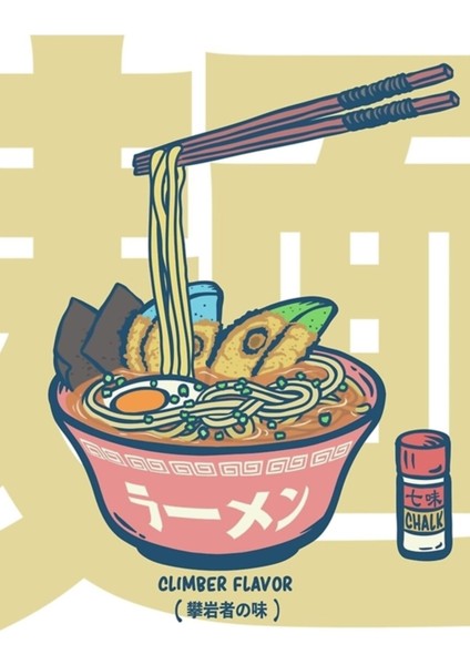 Tırmanma | Climber Lezzet Ramen Erişte Tablo Ahşap Poster Dekoratif