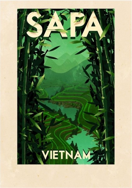 Seyahat Posteri - Sapa Vietnam Tablo Ahşap Poster Dekoratif