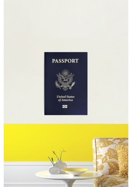 Abd Pasaportu Tablo Ahşap Poster Dekoratif