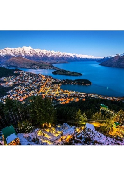 Queenstown Yeni Zelanda Tablo Ahşap Poster Dekoratif