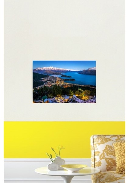 Queenstown Yeni Zelanda Tablo Ahşap Poster Dekoratif