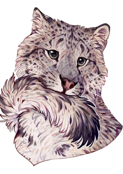 Kar Leoparı Portre Tablo Ahşap Poster Dekoratif