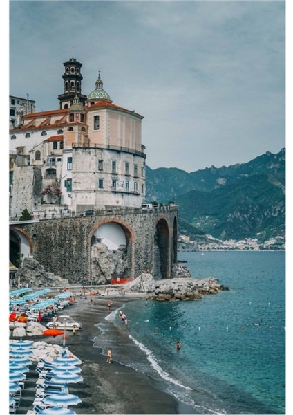 Amalfi Sahili, Salerno, Italya Tablo Ahşap Poster Dekoratif