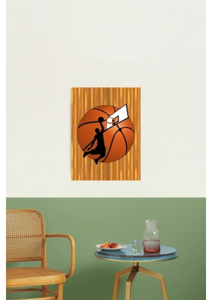 Smaç Smaçlı Basketbolcu Tablo Ahşap Poster Dekoratif fiyatları
