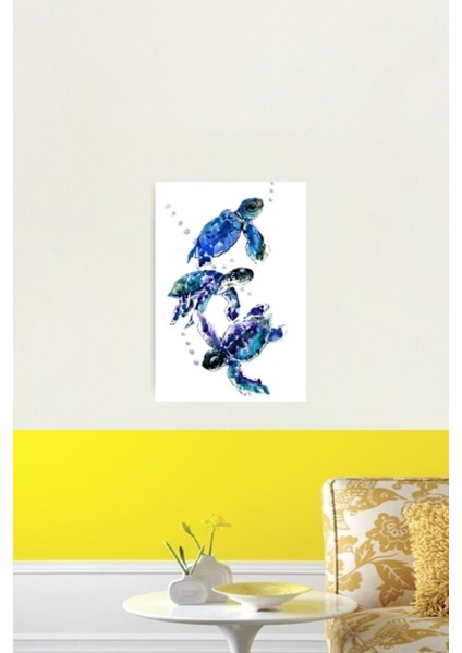 Üç Deniz Kaplumbağası Tablo Ahşap Poster Dekoratif fiyatları