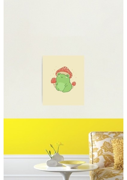Mantar Şapkalı ve Mantarlı Kurbağa - Cottagecore Estetik Froggy Tablo Ahşap Poster Dekoratif fiyatları