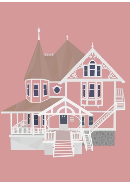Coraline Pink Palace Tablo Ahşap Poster Dekoratif